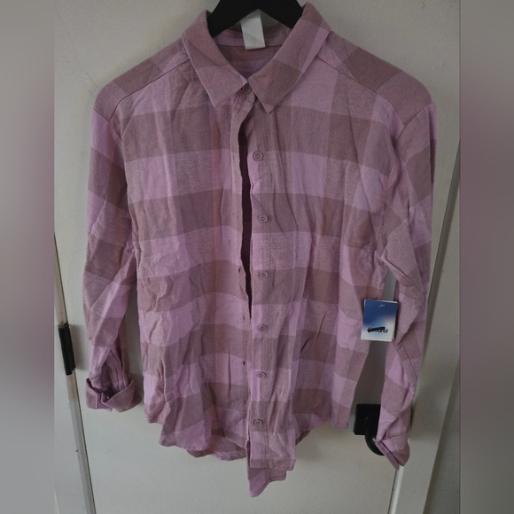Abound Tops - Abound Casual Purple Plaid Shirt Size S